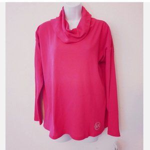 Michael Kors women's Long sleeve Thermal top Studded Logo Size M L XL Pink